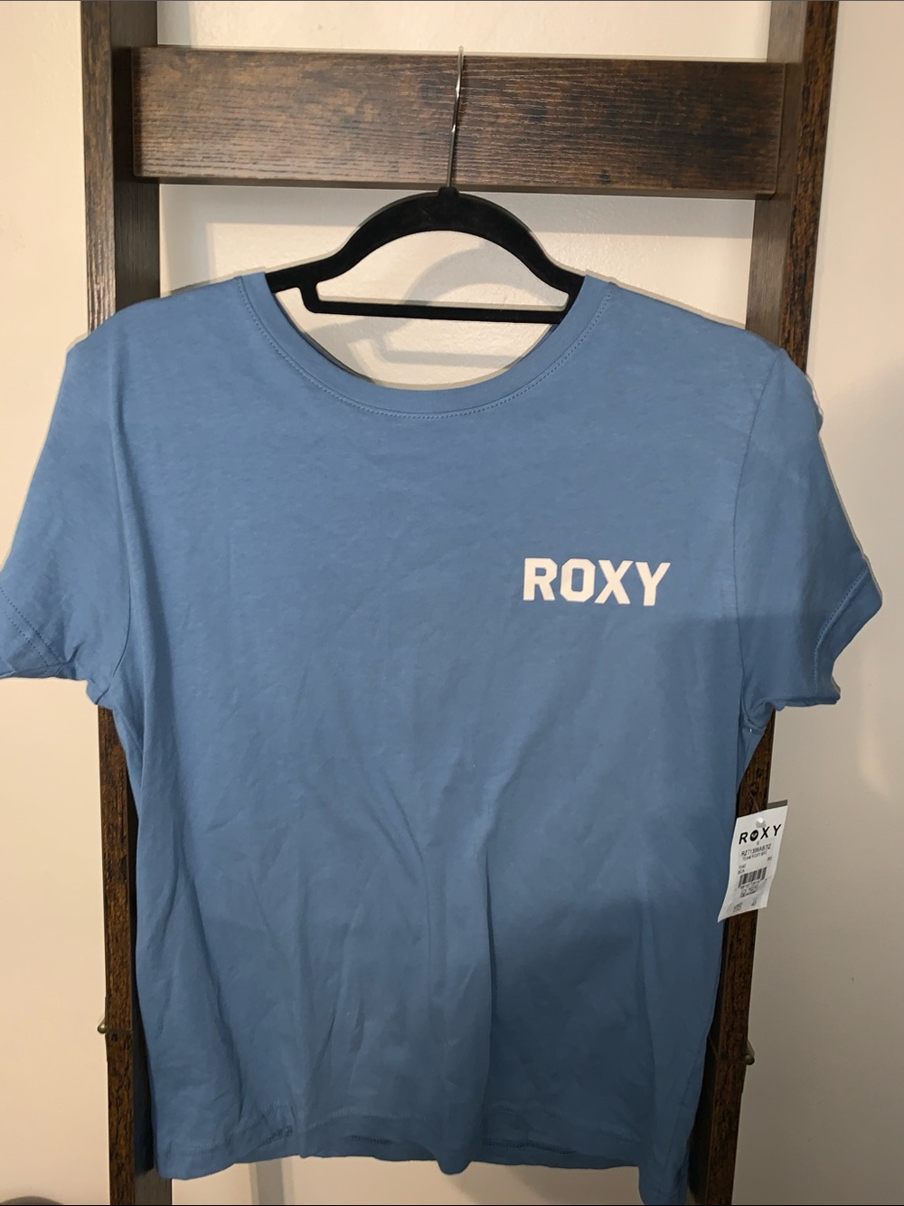 Roxy Women's Short Sleeve Tee in Light Blue with White Logo